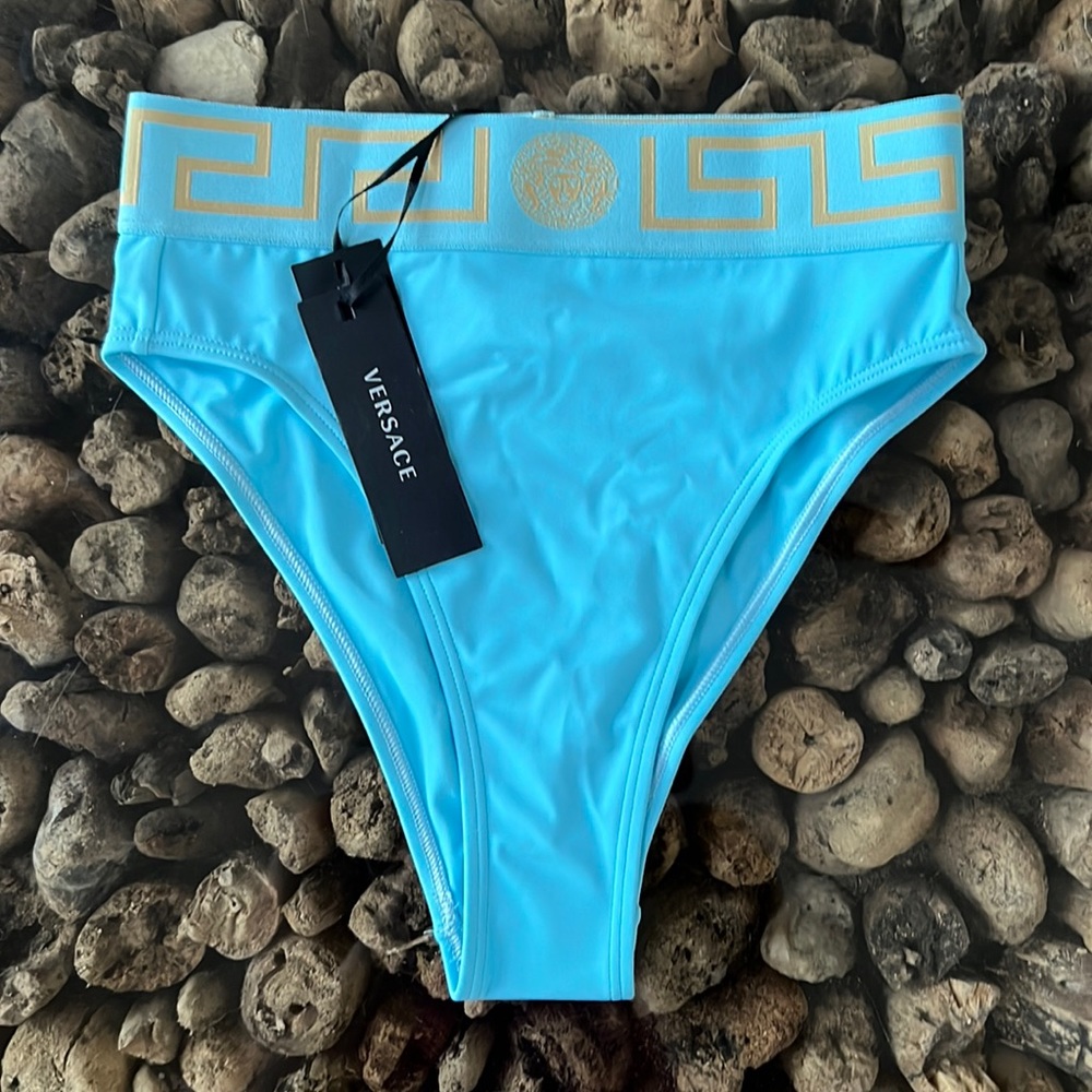 NWT Versace Greca Border High Waisted Bikini Bottom